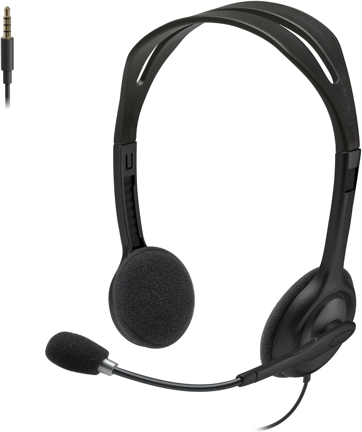 Headset Estéreo Logitech H111 On-Ear com Microfone Giratório P2 Único (Preto)