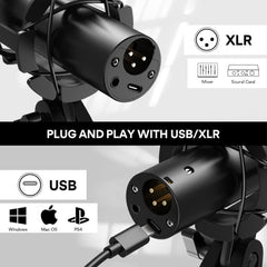 Microfone Dinâmico MAONO HD300T USB/XLR com Kit de Estúdio