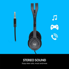 Headset Estéreo Logitech H111 On-Ear com Microfone Giratório P2 Único (Preto)