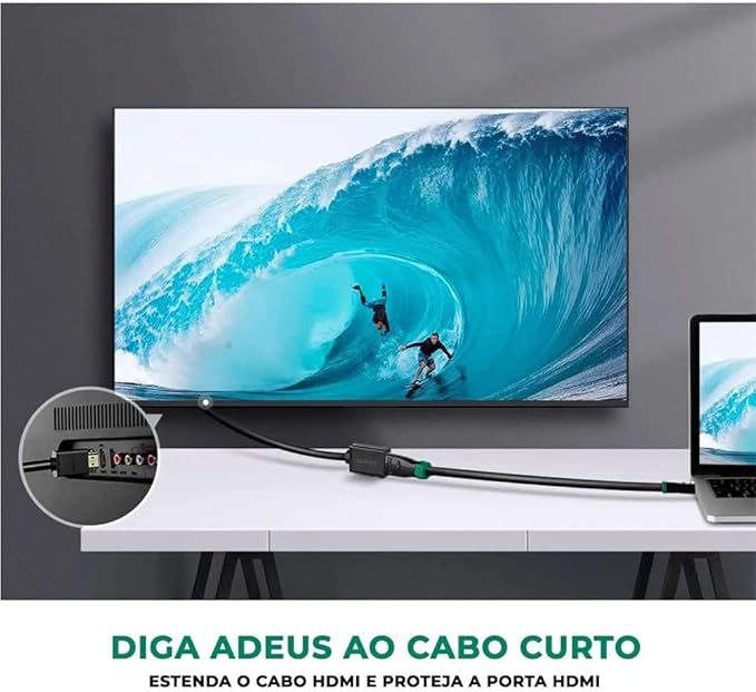 UGREEN 10141 – Cabo de Extensão HDMI 1 Metro (4K, 3D, Alta Velocidade, HDMI Macho para Fêmea)