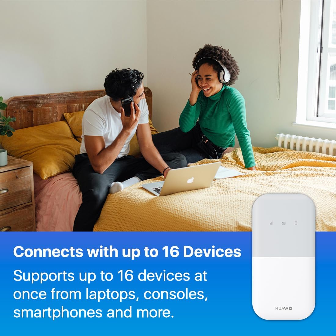 Router Hotspot Móvel 4G Huawei E5586-326 WiFi 5 | Velocidade de 150Mbps, Bateria de 3000 mAh para até 12h, Porta LAN/WAN e Suporte para 16 Dispositivos