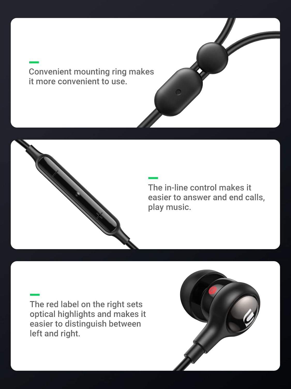 UGREEN In-ear Headphone 3.5mm Wired Earphone with Microphone