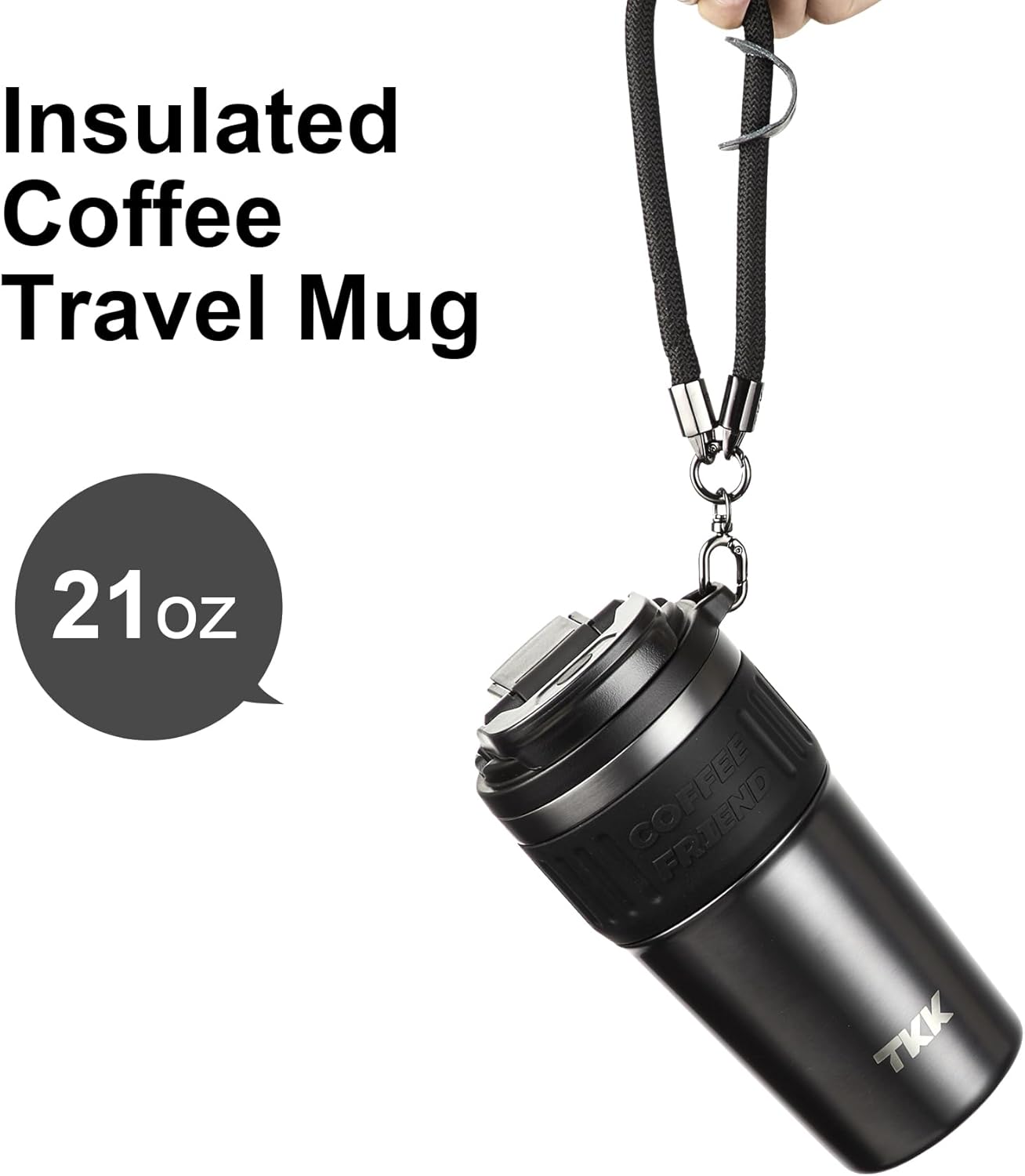 Caneca Térmica TKK-2023 | 500ml com Revestimento Interno Cerâmico e Isolamento a Vácuo