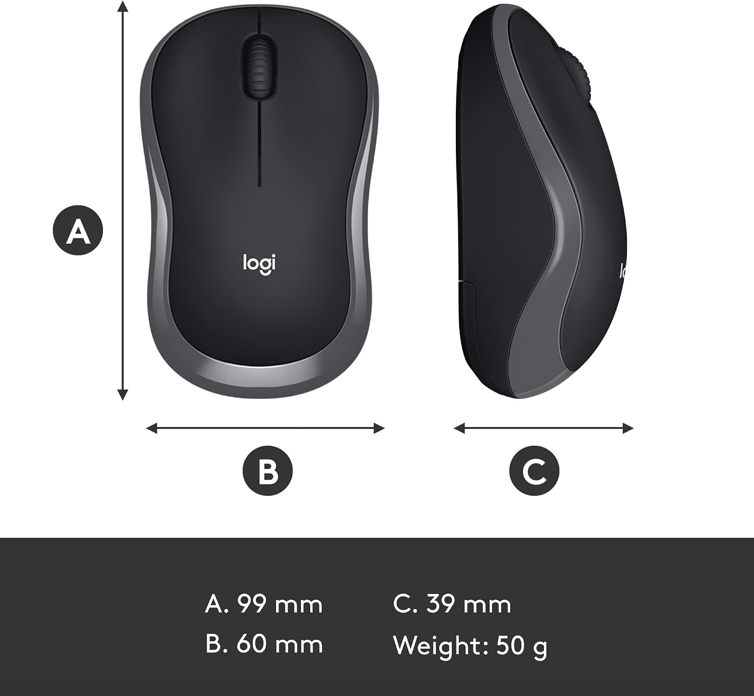 Rato Sem Fio Logitech M186 Cinza Receptor Nano USB 2.4 GHz Sensor Óptico 1000 DPI