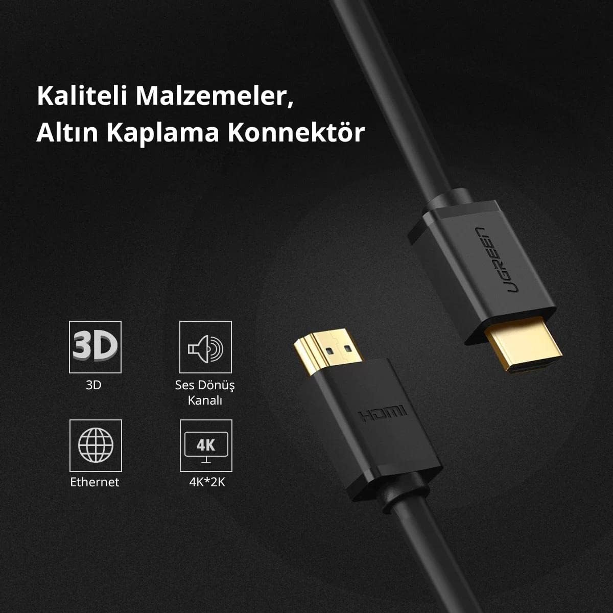 Cabo HDMI UGREEN 10114 30M HDMI 2.0 Macho para Macho com Ethernet e Suporte 4K