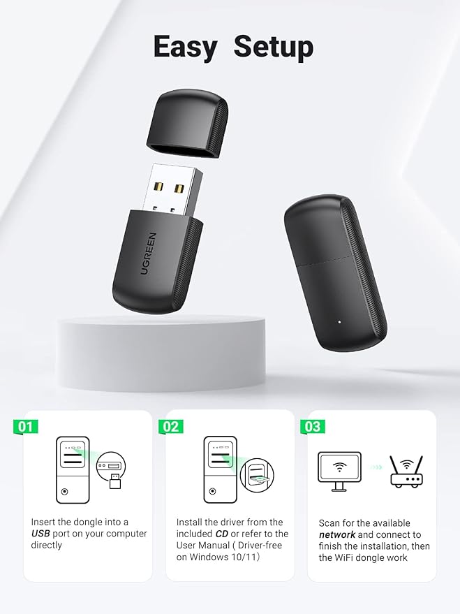 UGREEN Adaptador WiFi USB AC650 para PC