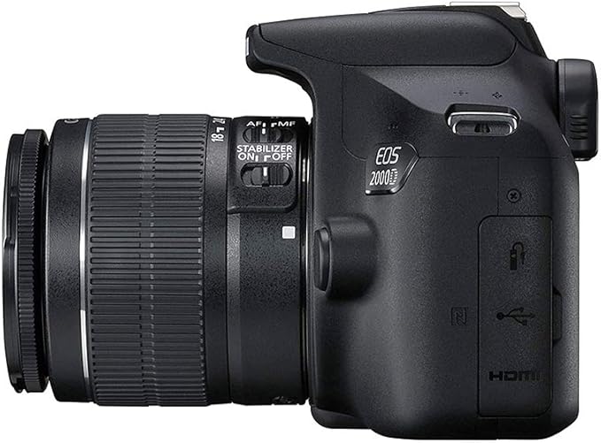 Canon EOS 2000D DSLR + Lente EF-S 18-55mm f/3.5-5.6 IS II – Preta