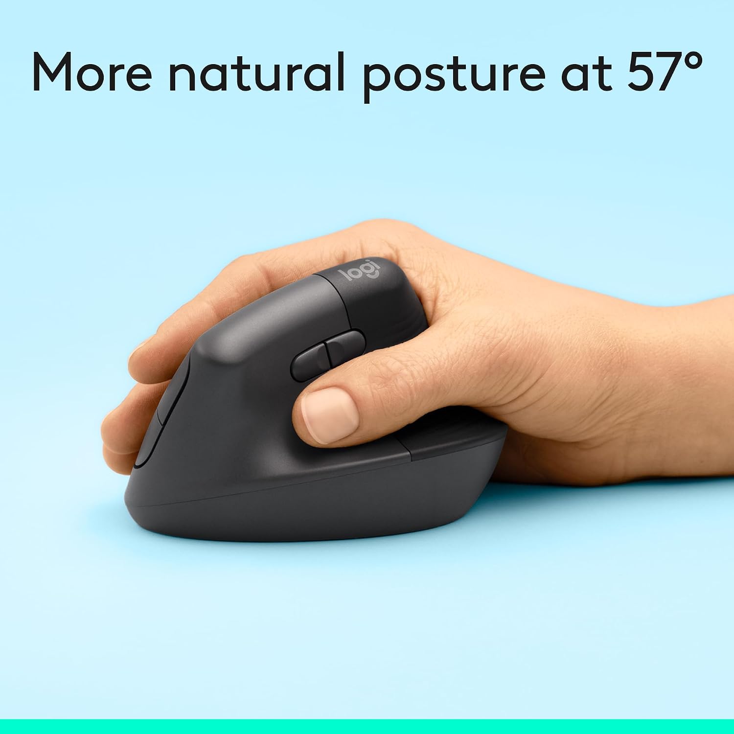 Rato Ergonómico Vertical Sem Fio Logitech Lift Ângulo de 57° Conexão Bluetooth e Logi Bolt Sensor 4000 DPI Autonomia 24 Meses