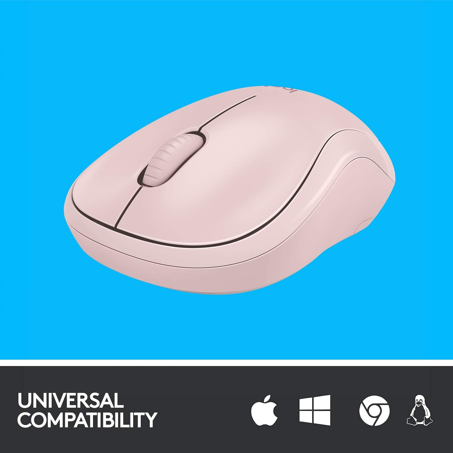 Rato Sem Fio Logitech M221 Silent CO5 com Tecnologia SilentTouch Receptor Nano USB 1000 DPI Ambidestro Azul e Rosa