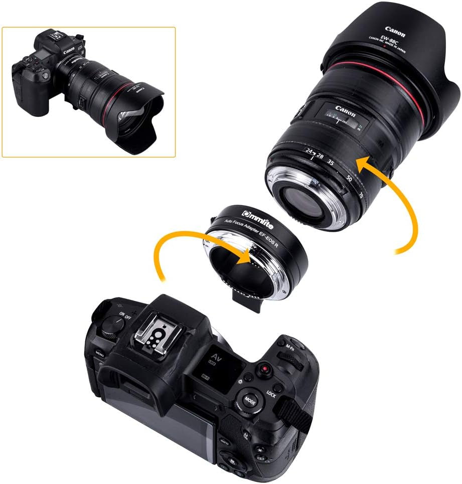 Adaptador Commlite CM-EF-EOS R para Lentes Canon EF em Câmeras Canon RF
