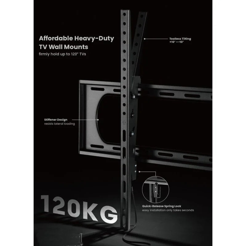 Suporte de Parede Reforçado para TV de 50" a 120" VESA 1000x500 Capacidade até 100kg com Inclinação de 15°