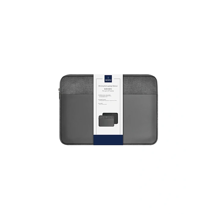 WiWU 16 inch Minimalist Laptop Sleeve – Preta e Cinza