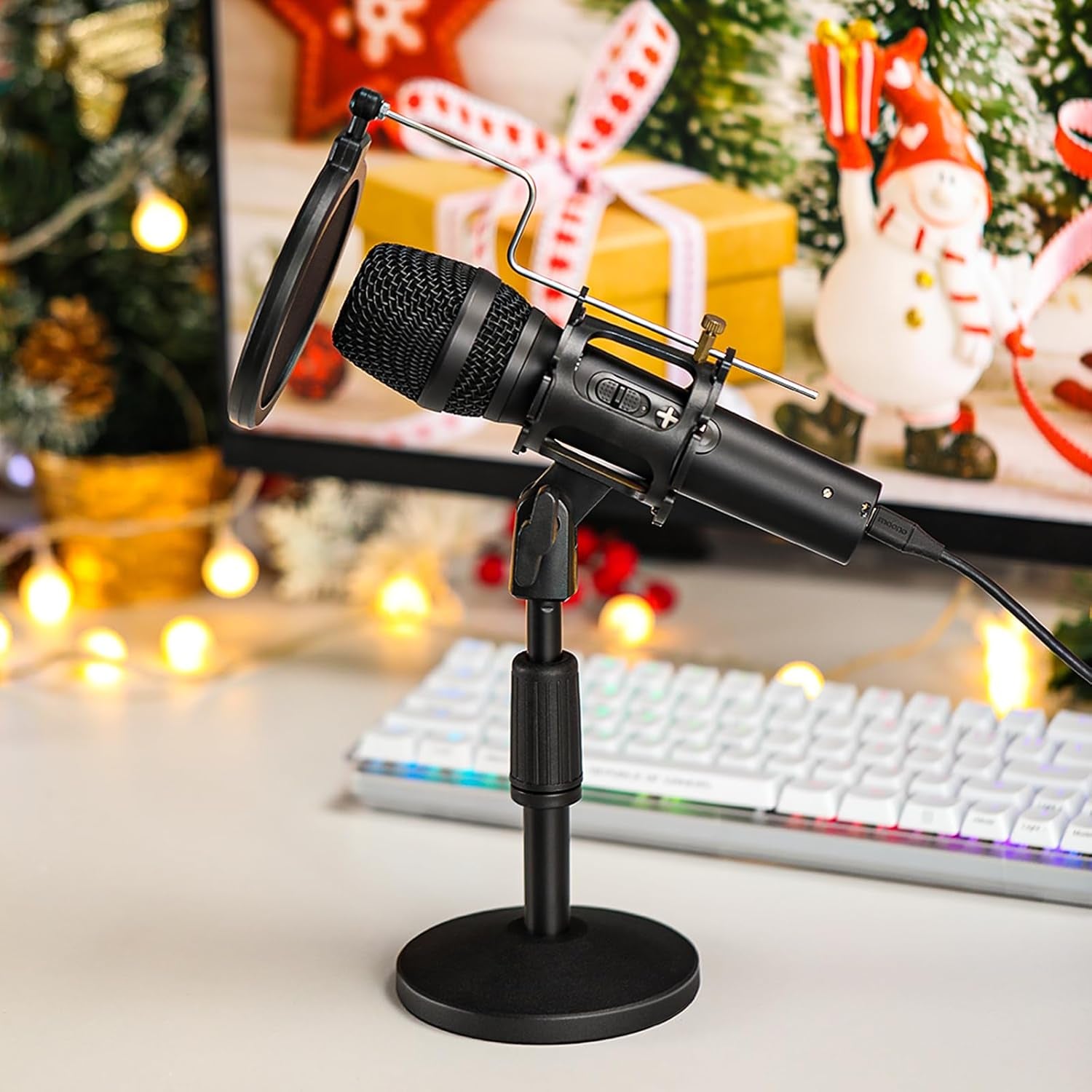 Microfone Dinâmico MAONO HD300T USB/XLR com Kit de Estúdio
