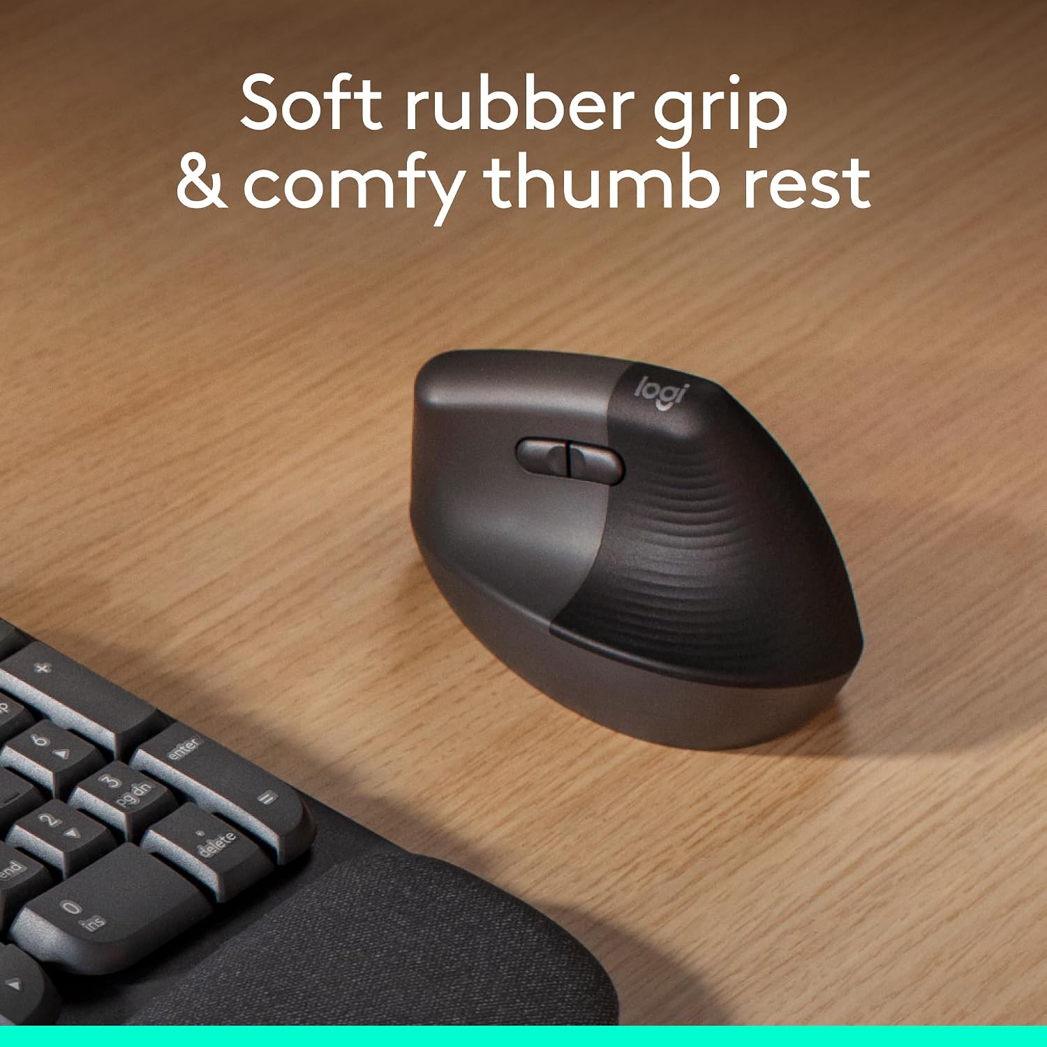 Rato Ergonómico Vertical Sem Fio Logitech Lift Ângulo de 57° Conexão Bluetooth e Logi Bolt Sensor 4000 DPI Autonomia 24 Meses