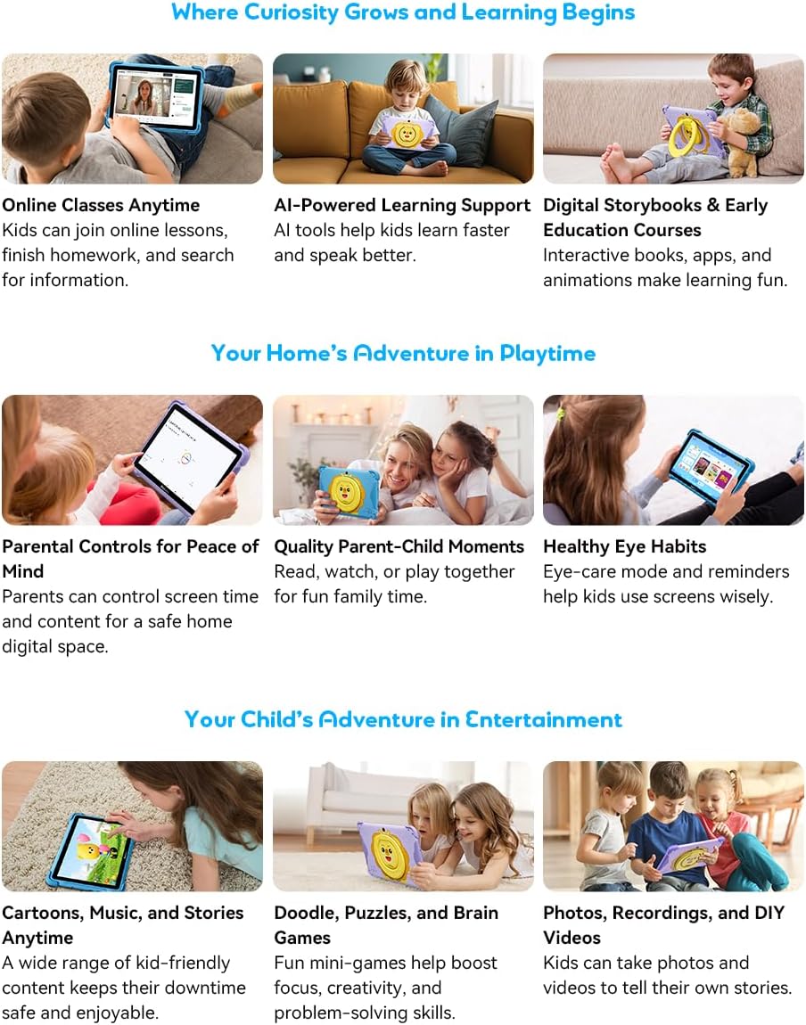 Tablet Infantil Blackview Link 1 Kids 8.68" | 4GB RAM, 64GB de Armazenamento, Bateria de 5000 mAh, Sistema com Espaço iKids e Design Compacto