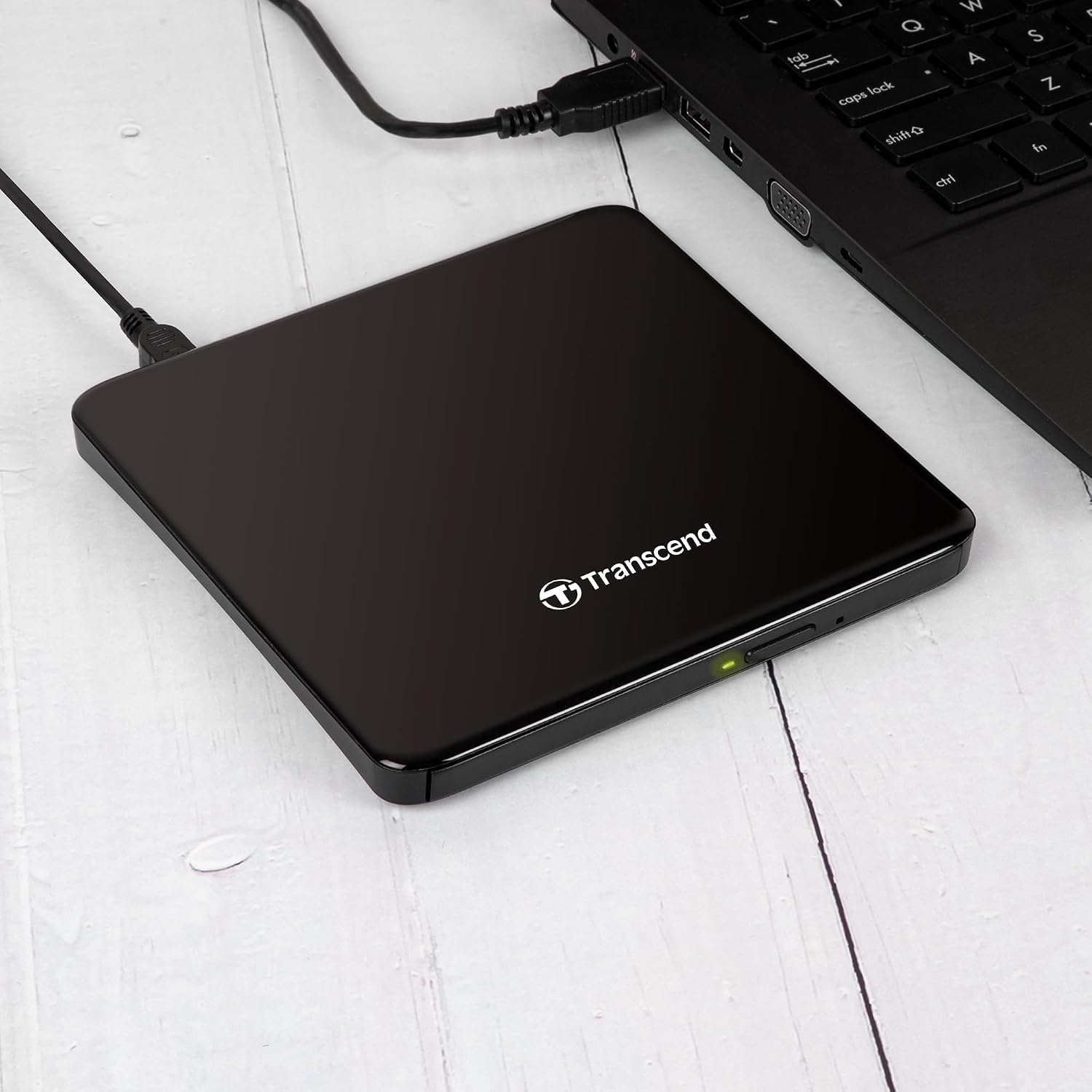 Gravador e Leitor Externo de CD/DVD Transcend TS8XDVDS-K Ultra Slim USB 2.0 Suporte M-DISC Preto