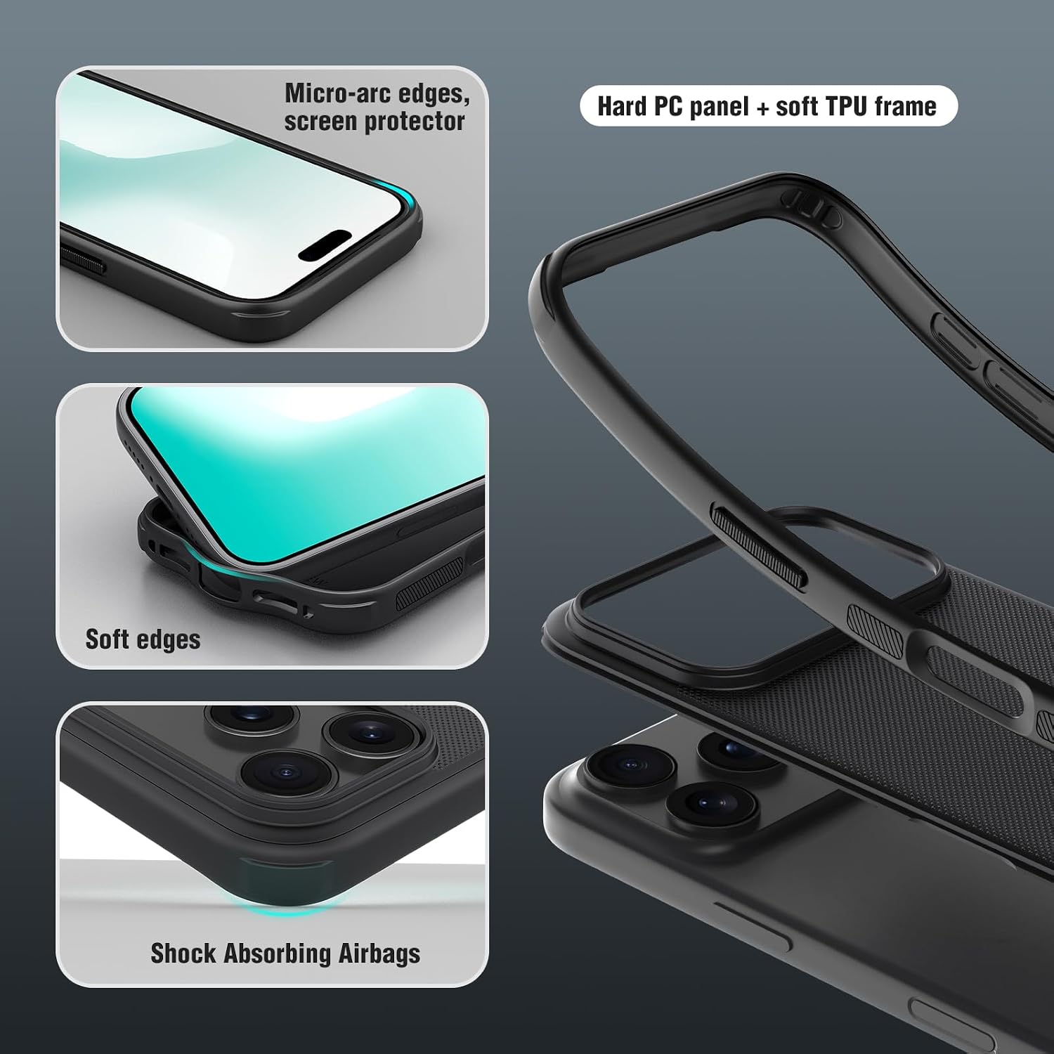 Capa Nillkin Super Frosted Shield Pro Híbrida Anti-Impacto com Microtextura Antiderrapante para Smartphone Apple iPhone 17 Pro / iPhone 18 Pro - Preto