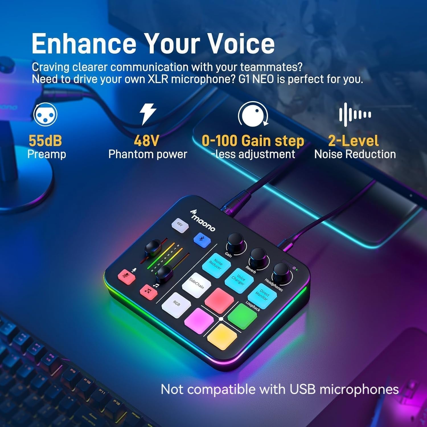 Maonocaster AMG1 NEO – Interface de Áudio e Mesa de Mistura para Streaming e Podcast