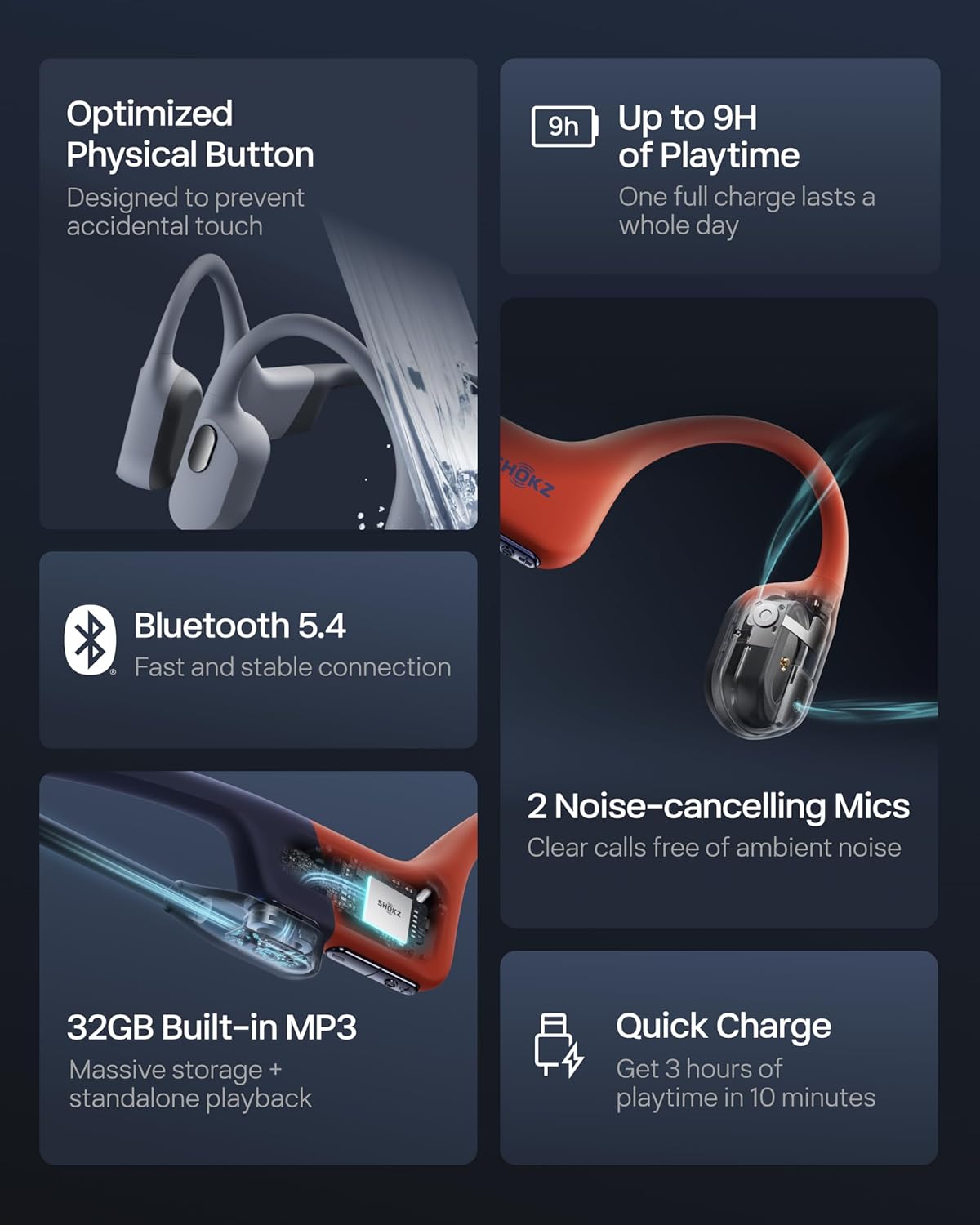 Fones de Ouvido Esportivos Shokz OpenSwim Pro Condução Óssea MP3 e Bluetooth