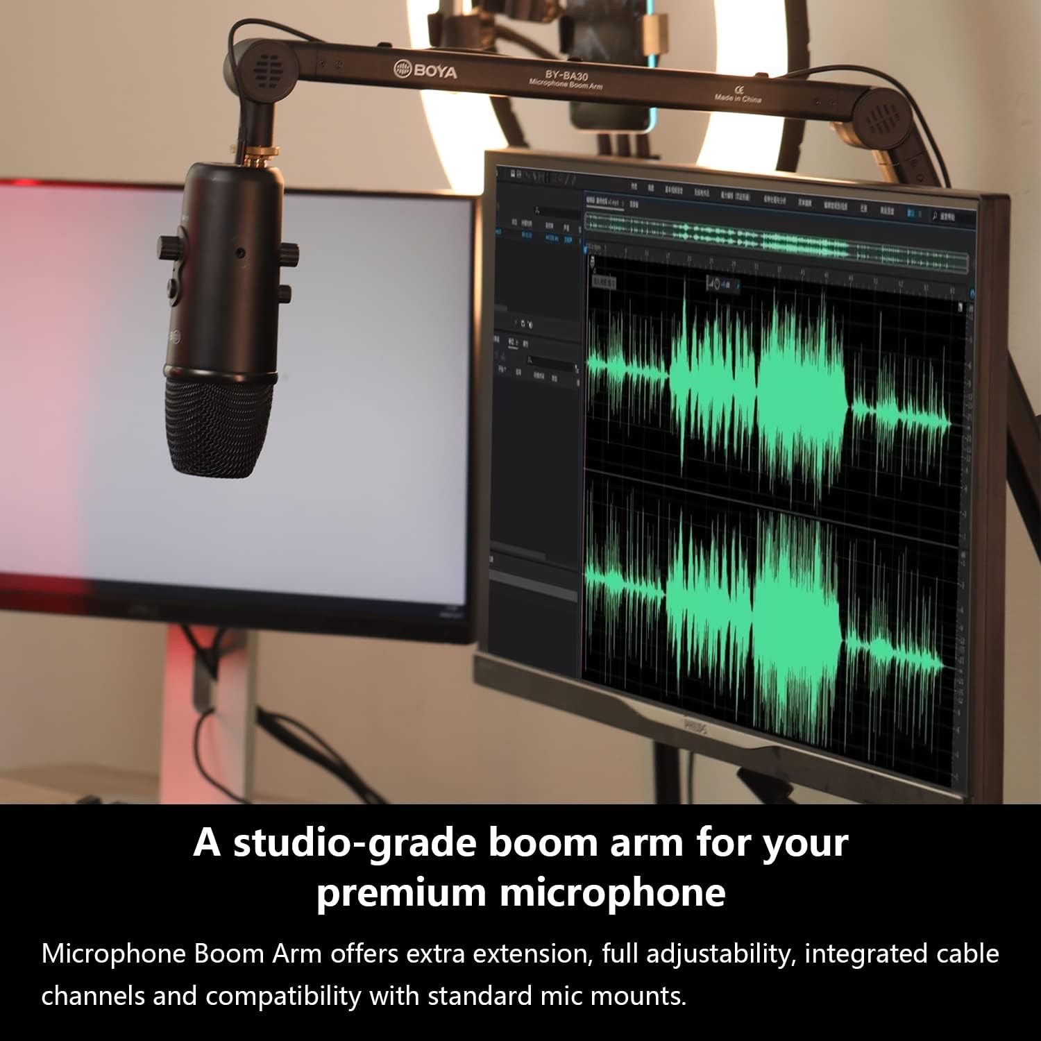 BOYA BY‑BA30 – Boom Arm para Microfone com Fixação em Mesa
