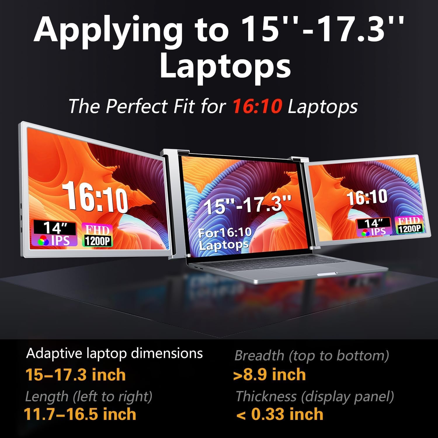 Extensor de Tela Tripla para Laptop – Monitores Portáteis FHD 1080P IPS – Modelos S16 (14") e S9 (15,6")