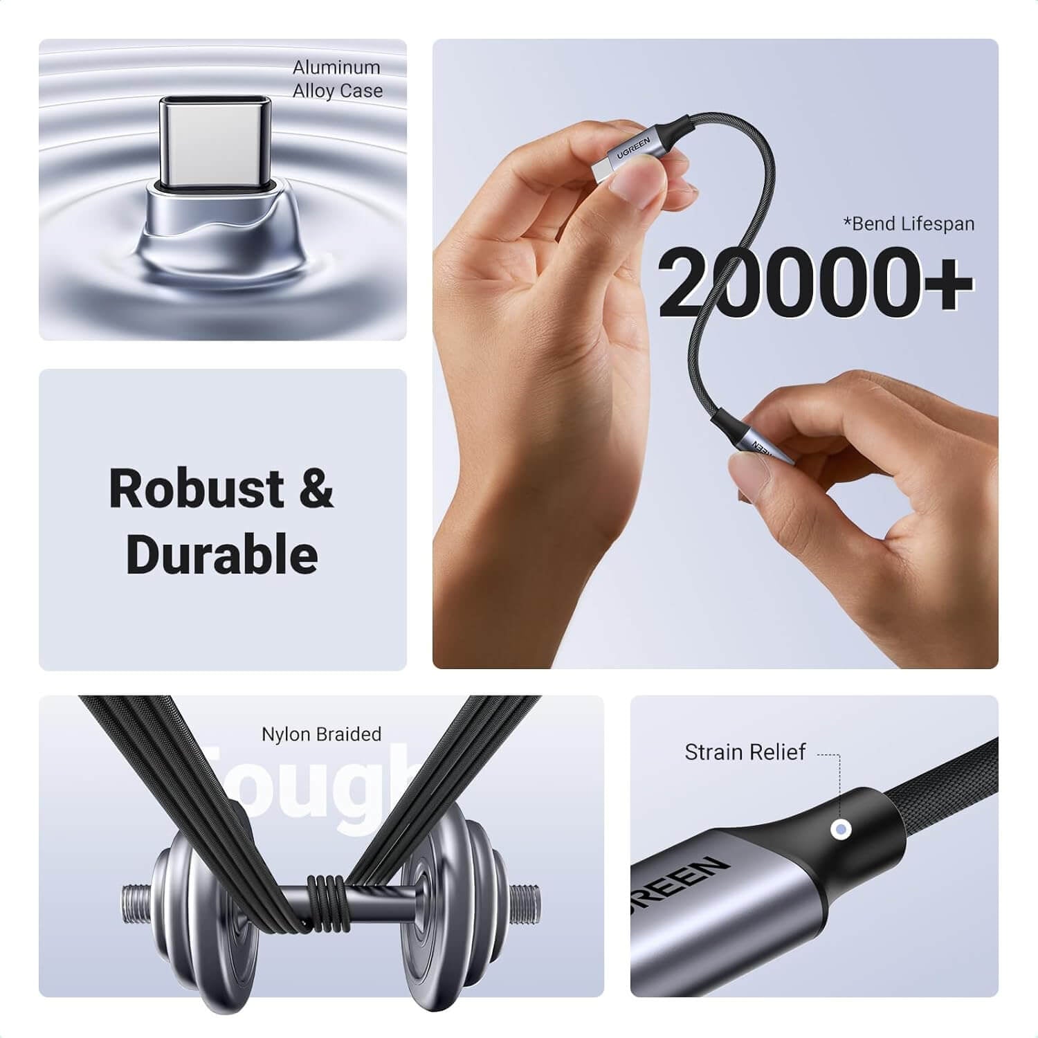 UGREEN USB-C para 3.5mm (Fêmea) Cabo Adaptador com Corpo de Alumínio – 10cm