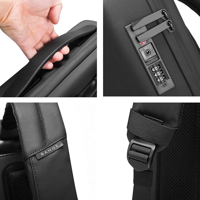 Mochila BANGE BG-22092 Titanium Multifuncional com Capas Rígidas, à Prova d'Água – Executiva para Laptop de 15,6" – Preta (Unissex)