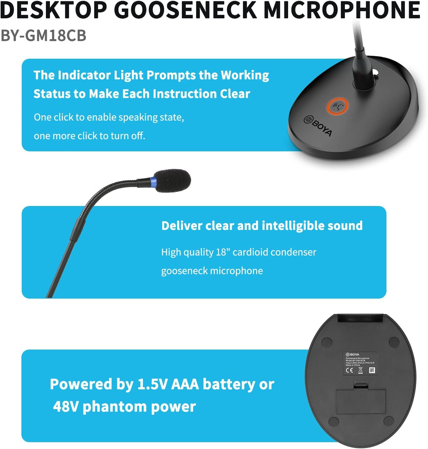 BOYA BY-GM18CB – Microfone Condensador de Pescoço de Ganso 18"