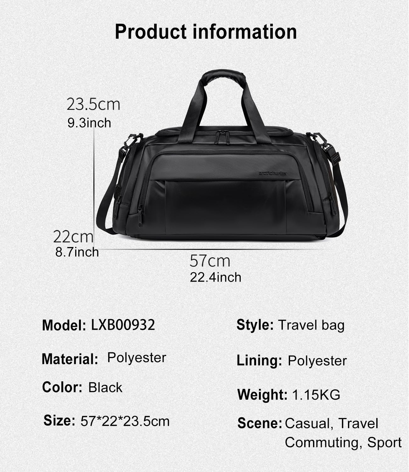Arctic Hunter LXB00932 – Maleta / Bolsa Duffle 3 em 1