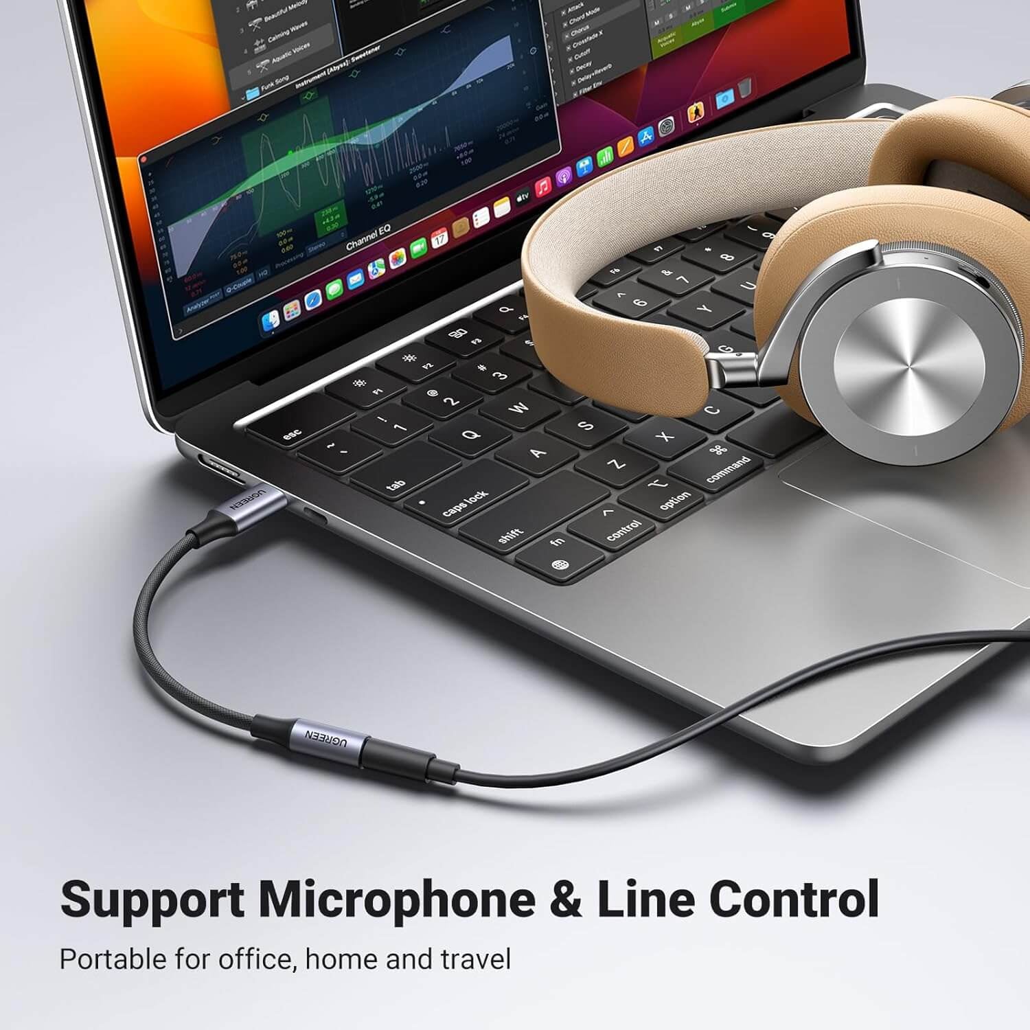 UGREEN USB-C para 3.5mm (Fêmea) Cabo Adaptador com Corpo de Alumínio – 10cm