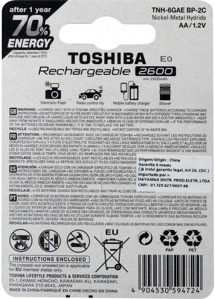 Pilhas Toshiba AA – Pack com 2 Unidades