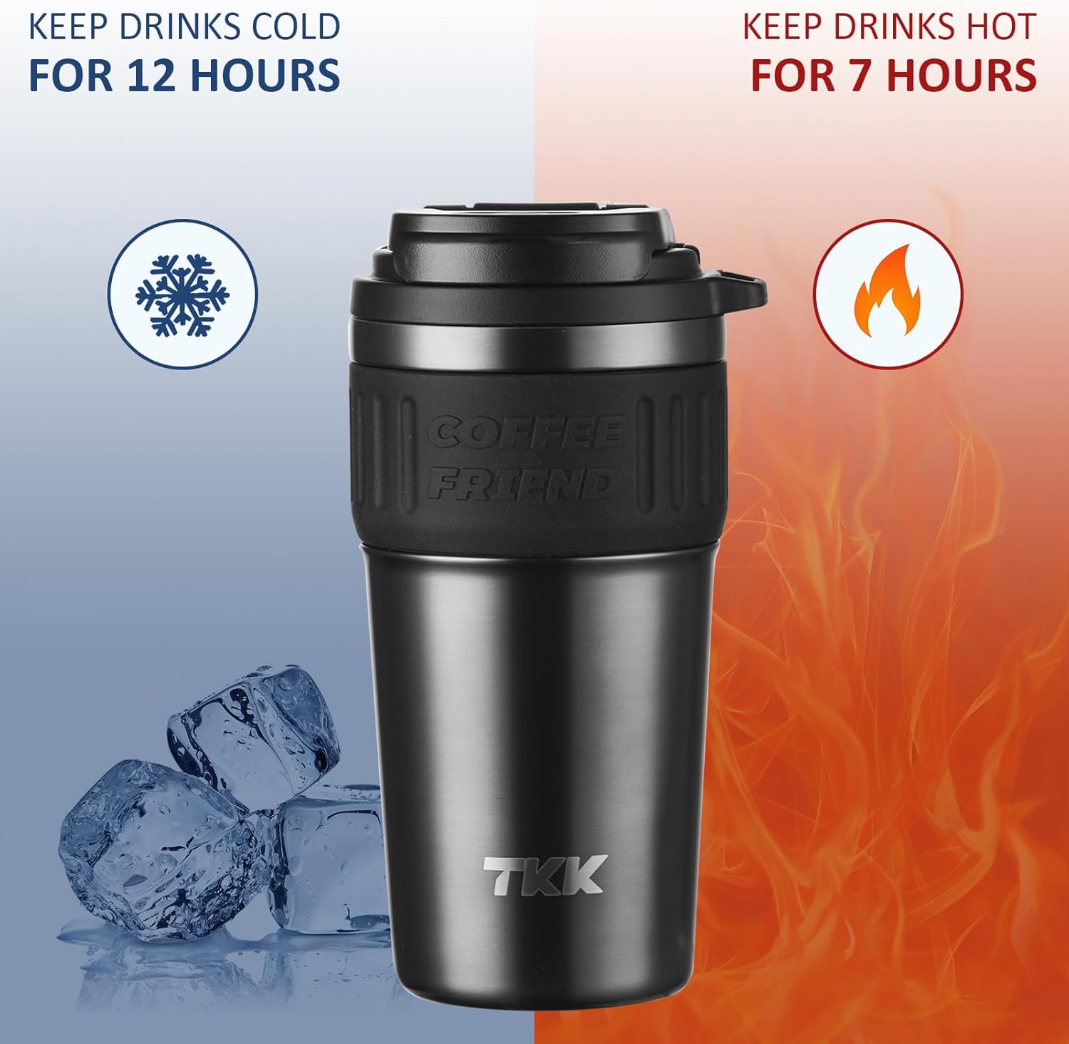 Caneca Térmica TKK-2023 | 500ml com Revestimento Interno Cerâmico e Isolamento a Vácuo