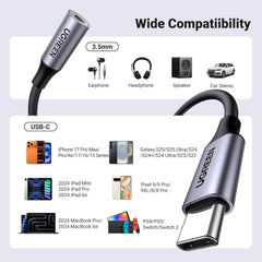UGREEN USB-C para 3.5mm (Fêmea) Cabo Adaptador com Corpo de Alumínio – 10cm