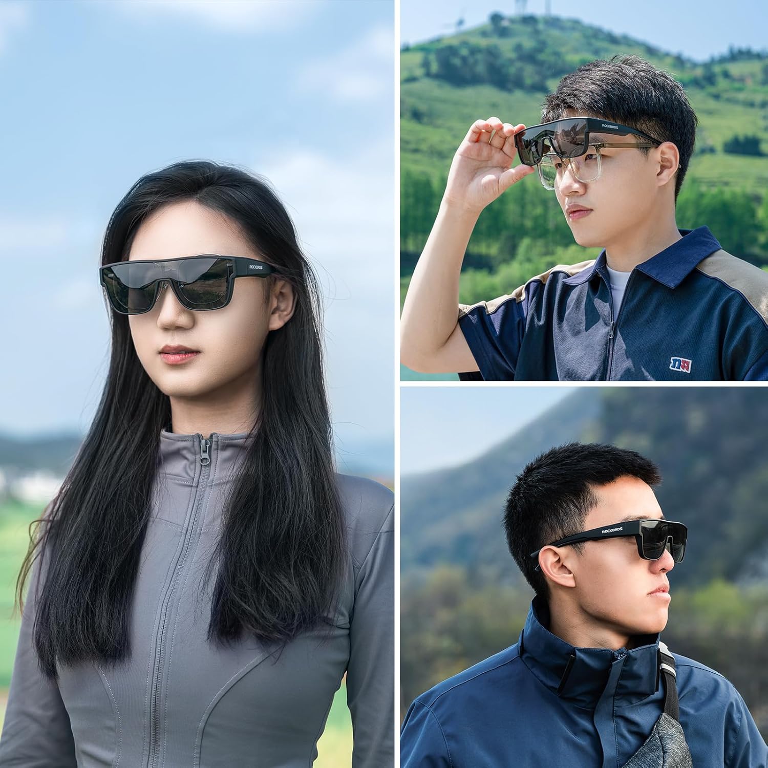 ROCKBROS Polarized Fit Over Glasses Sunglasses – Óculos Envelopantes Polarizados com Proteção UV400 (Unissex)