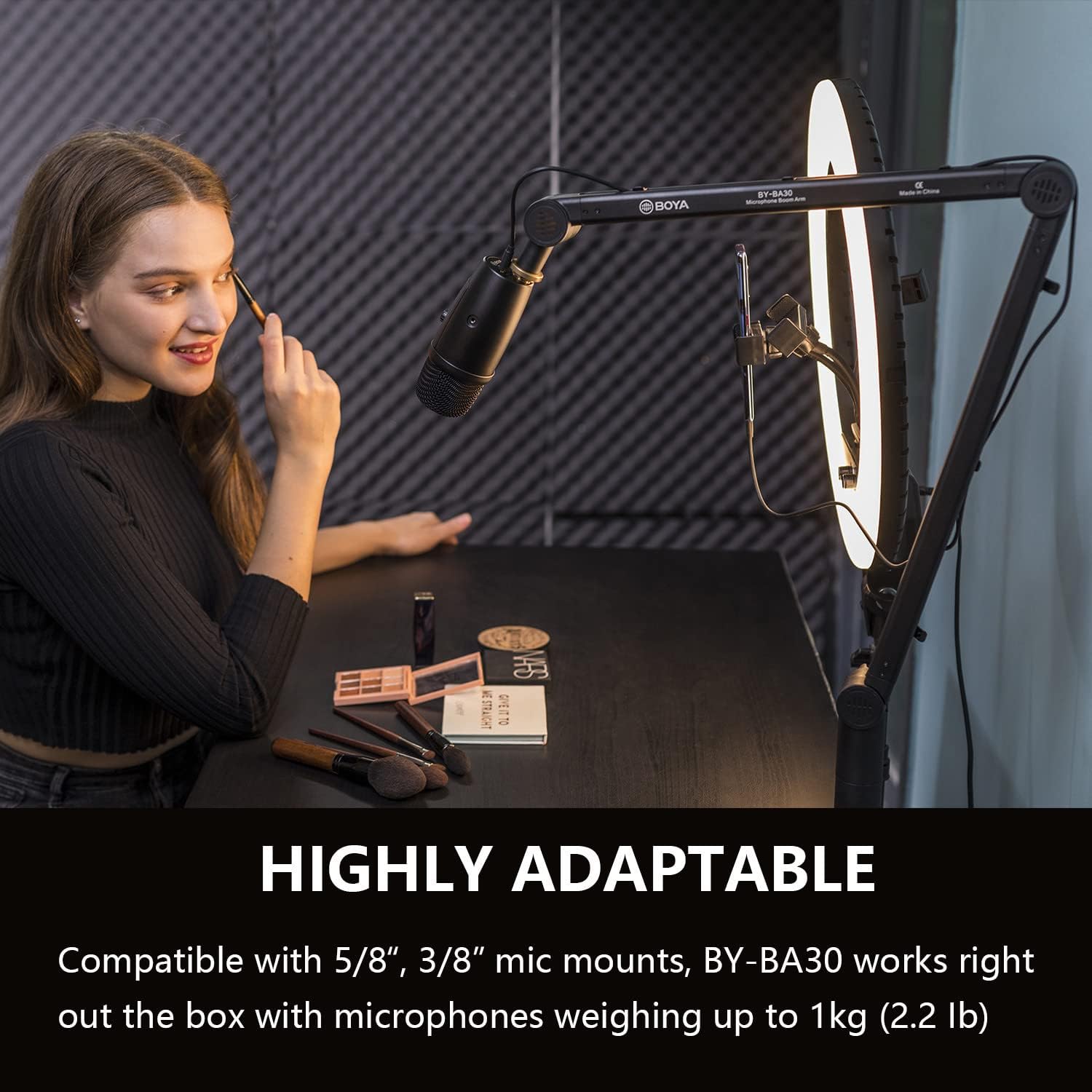 BOYA BY‑BA30 – Boom Arm para Microfone com Fixação em Mesa