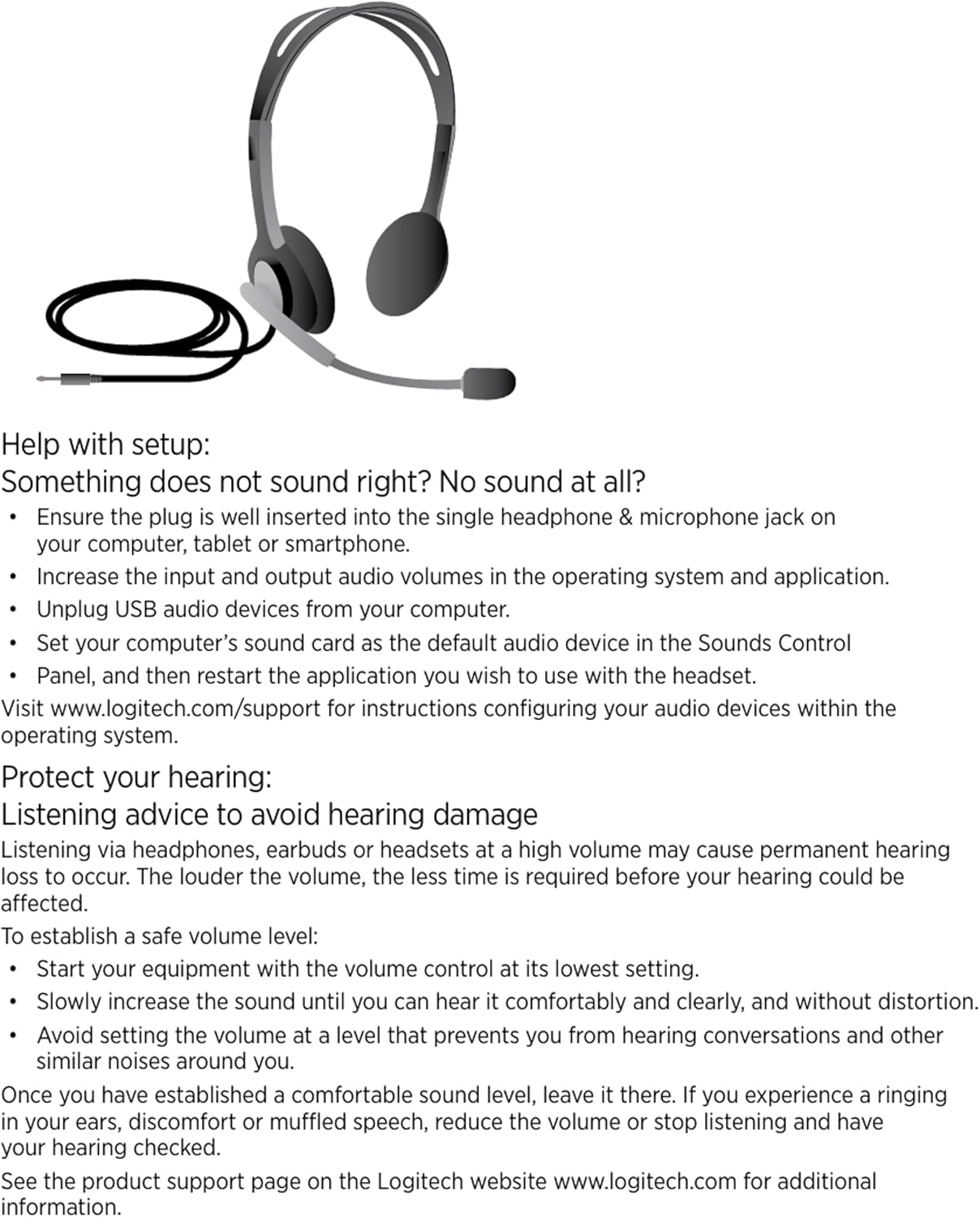 Headset Estéreo Logitech H111 On-Ear com Microfone Giratório P2 Único (Preto)