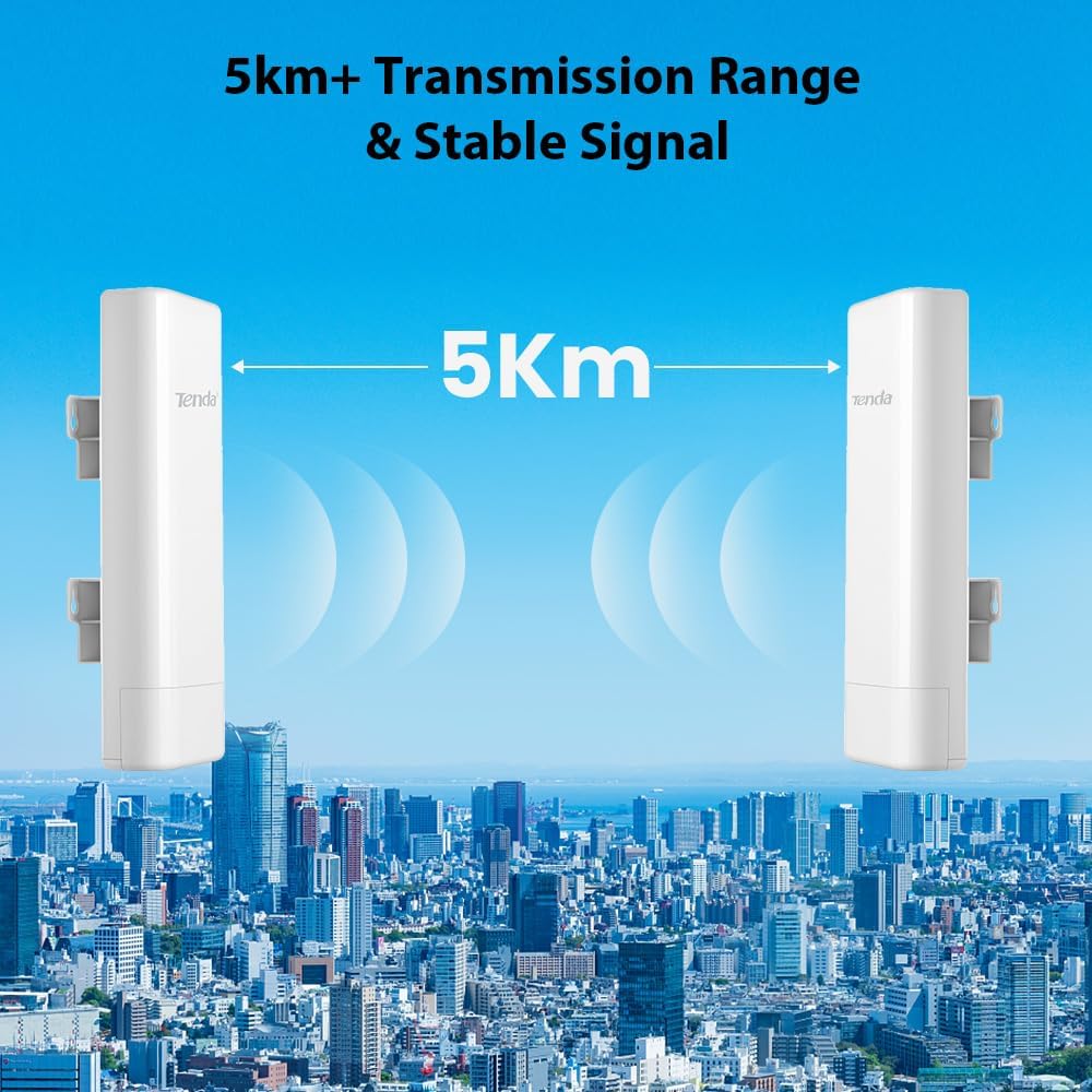 Router Antena Exterior Tenda O3 V2.0 Point-to-Point CPE 5km | Velocidade 150Mbps na Frequência 2,4GHz, Antena Direcional de 12dBi, Proteção IP64 À Prova de Água e Suporte PoE