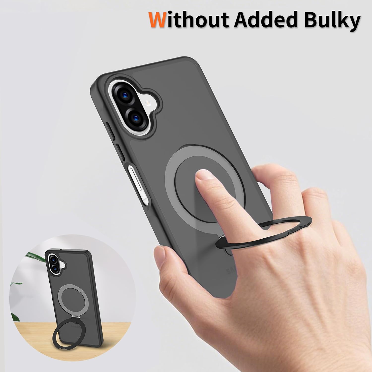 Capa VAWI Vanquish MagSafe Transparente com Suporte Stand de Anel para Smartphone Samsung Galaxy A06 4G / Galaxy A07 4G - Transparente com Anel Preto