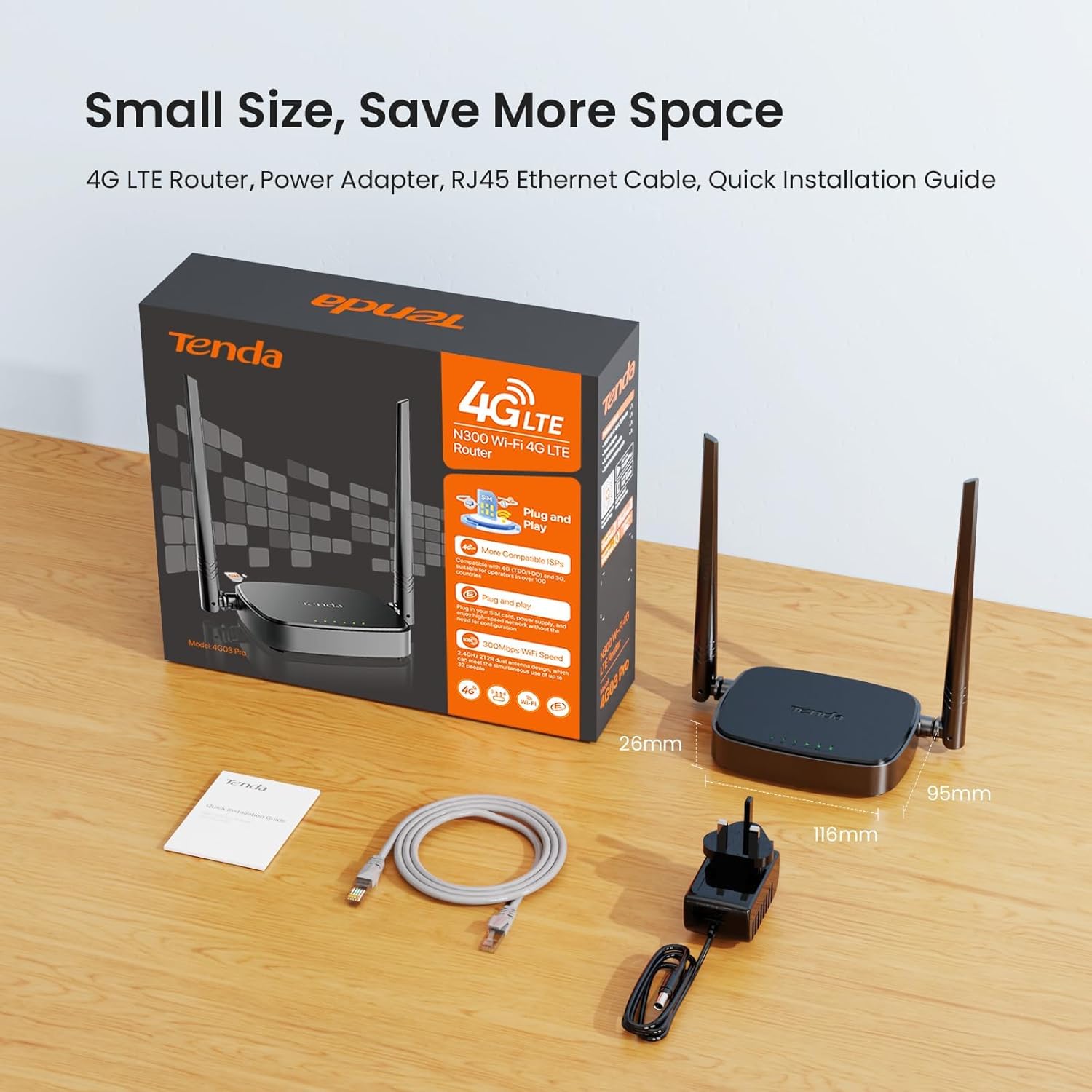 Router Fixo/Móvel Tenda G03 Pro N300 Wi-Fi 4G LTE | Velocidades de até 150Mbps, Categoria LTE CAT4, Entrada para Cartão Nano SIM e Compatibilidade Universal de Redes