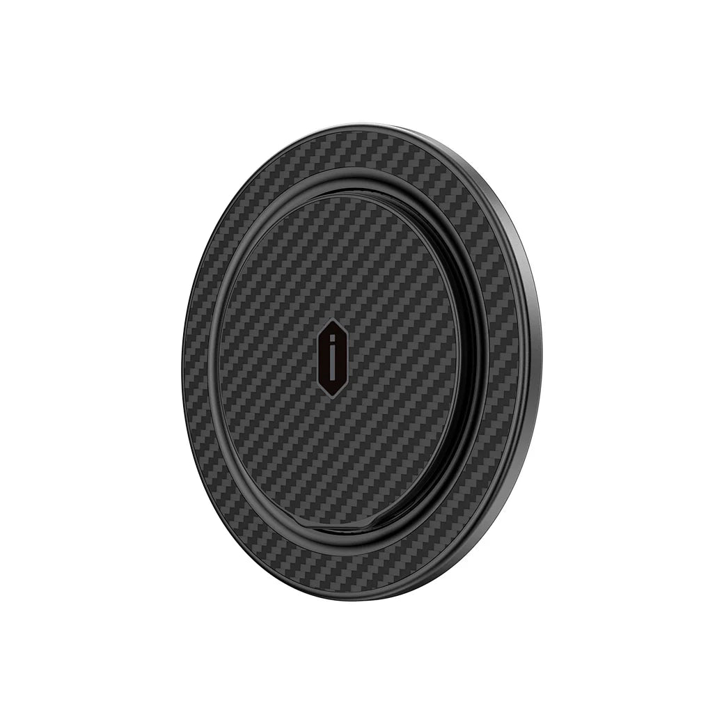 Anel Magnético WiWU Warriors Carbon MagSafe | Suporte Giratório 360° em Fibra de Aramida Genuína e Alumínio – Perfil Ultrafino de 4.8mm com Ímãs N52