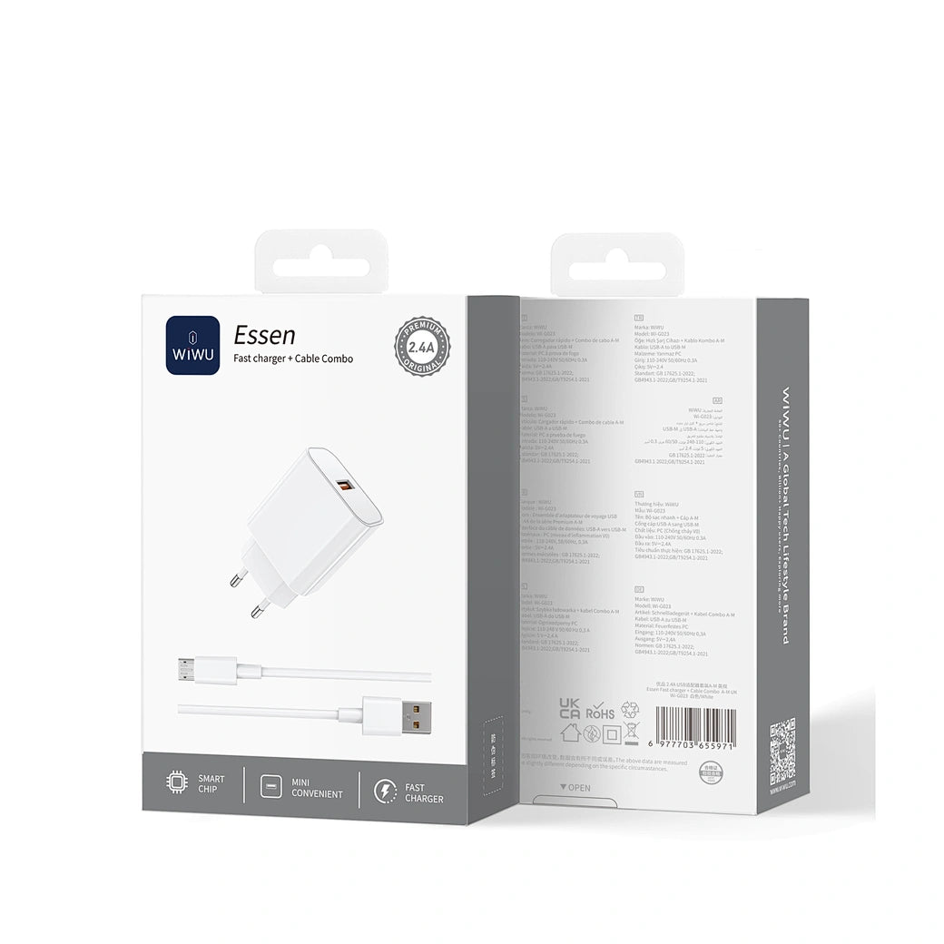 WiWU 2.4A Essen GaN Fast Charger Combo Wi-G023