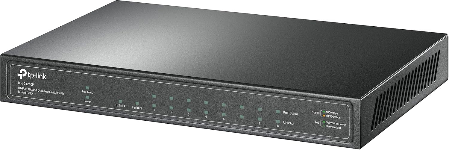 Switch 10 Portas TP-LINK TL-SG1210P Gigabit c/ 8 Portas PoE + 1 Slot SFP