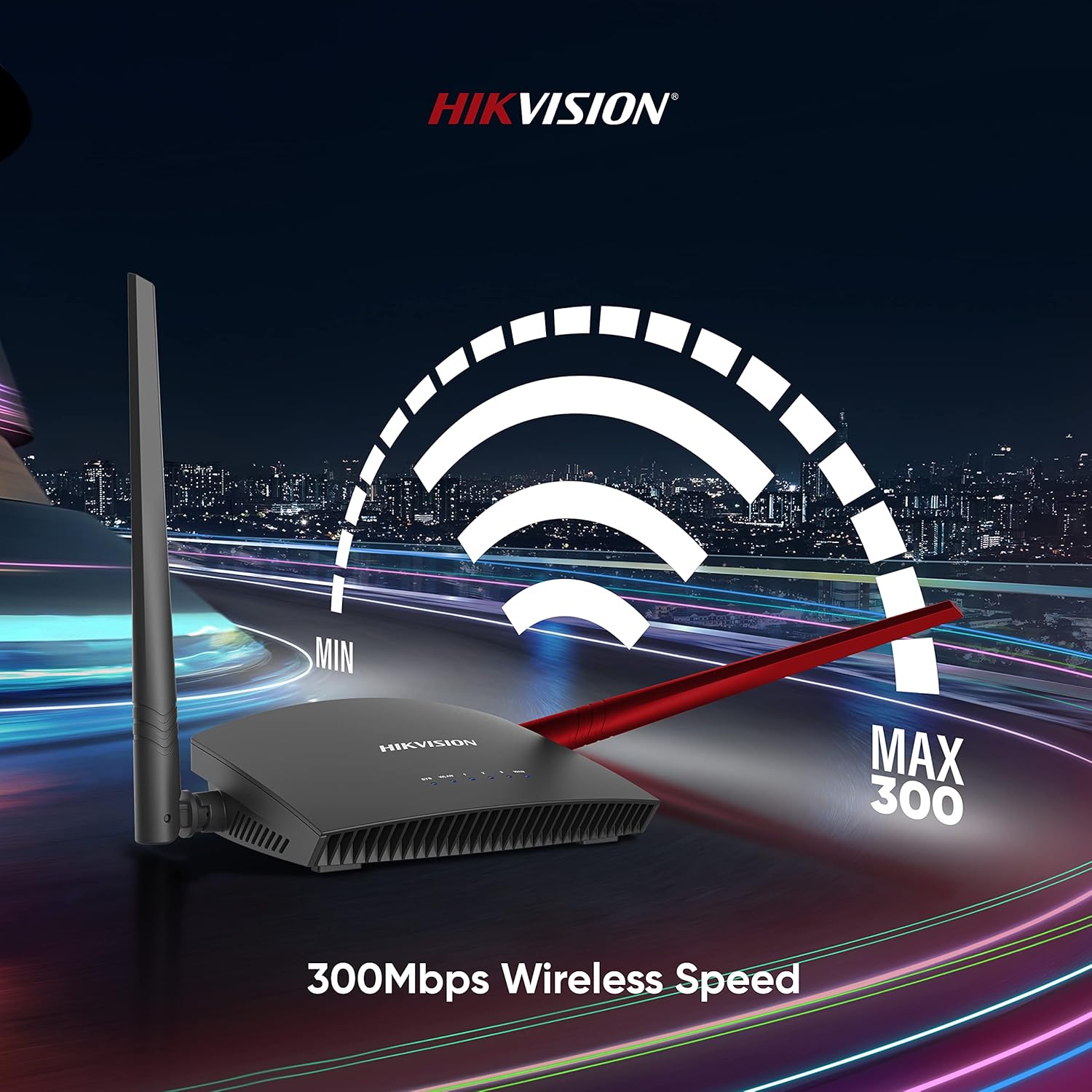 Hikvision DS‑3WR3N – Roteador Wireless 300 Mbps (2,4 GHz)