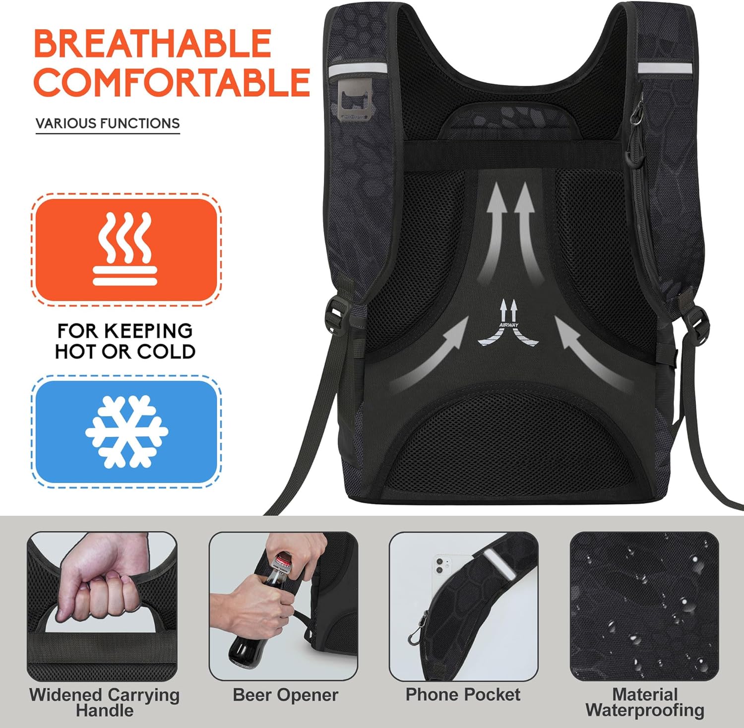 Mochila Térmica N NEVO RHINO 2023 | Capacidade para 36 Latas – Impermeável e Dobrável (Cobra Black)