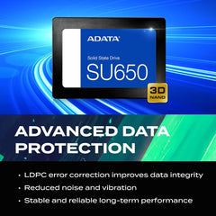 SSD ADATA Ultimate SU650 SATA III 2.5" (512GB / 1TB) Leitura até 520MB/s e Gravação até 450MB/s