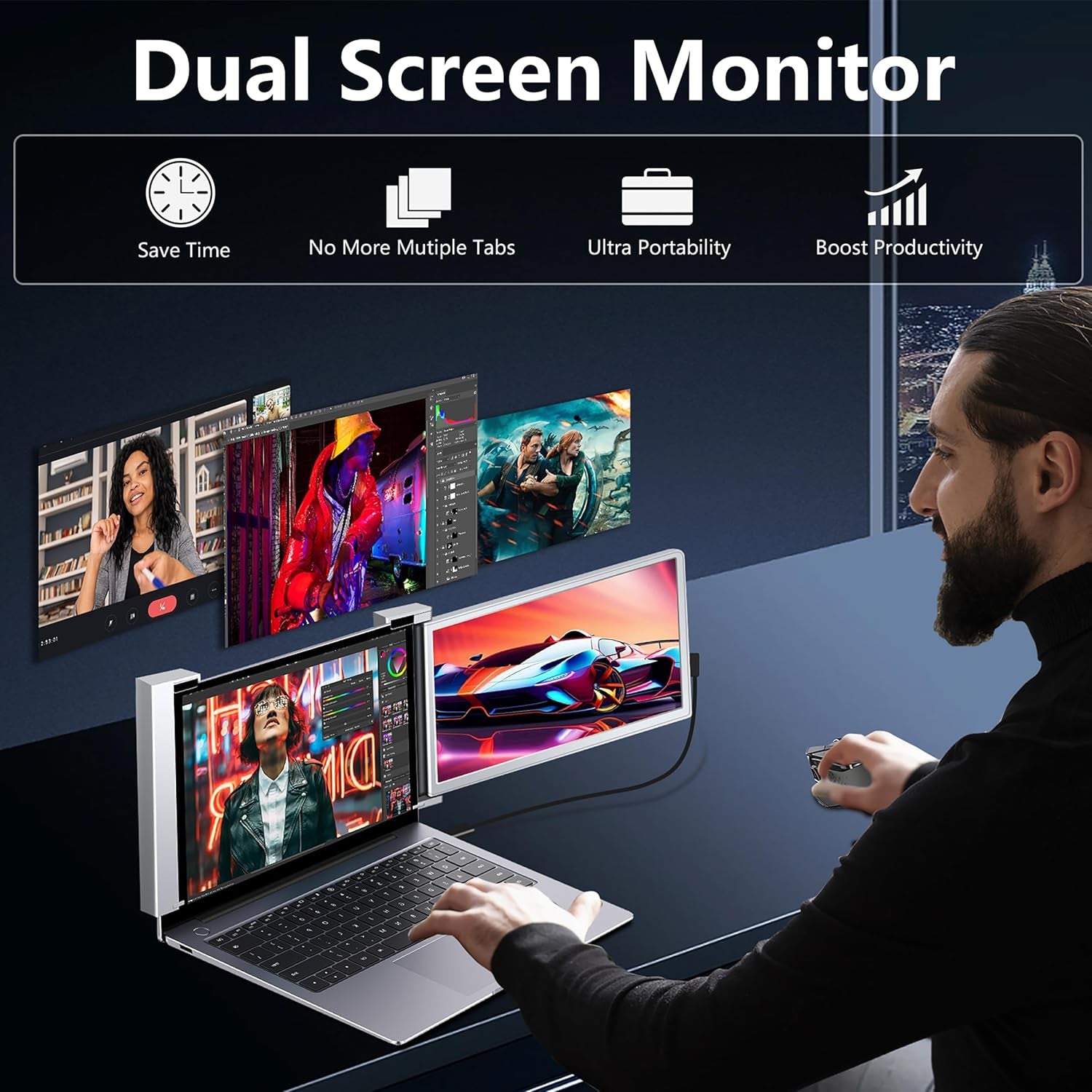 Portable Monitor – Extensor de Tela para Laptop IPS FHD 1080P – Modelos S14 (14") e S3 (15,4")