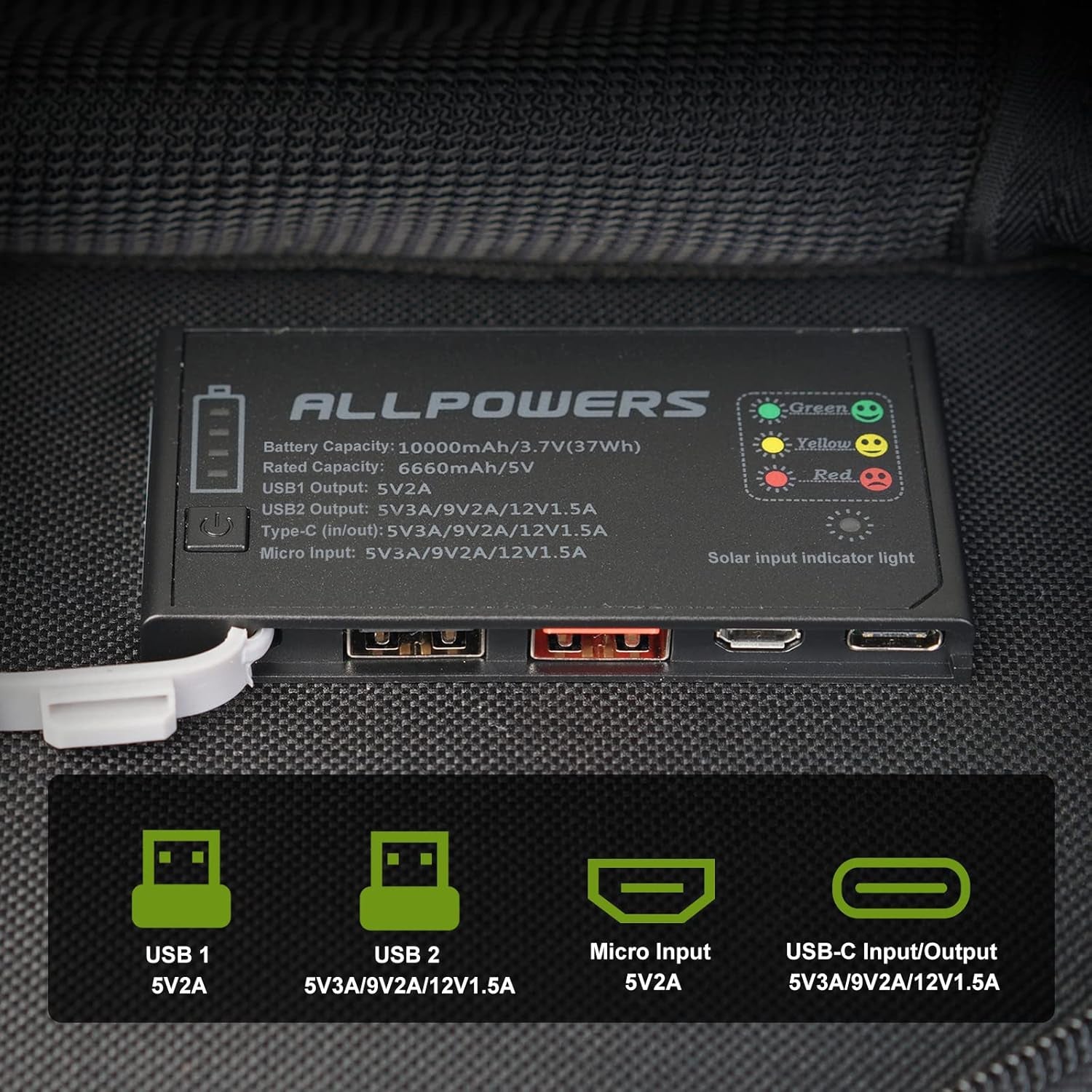 LLPOWERS SP002 Painel Solar Portátil com Bateria Embutida 10000mAh 21W 5V