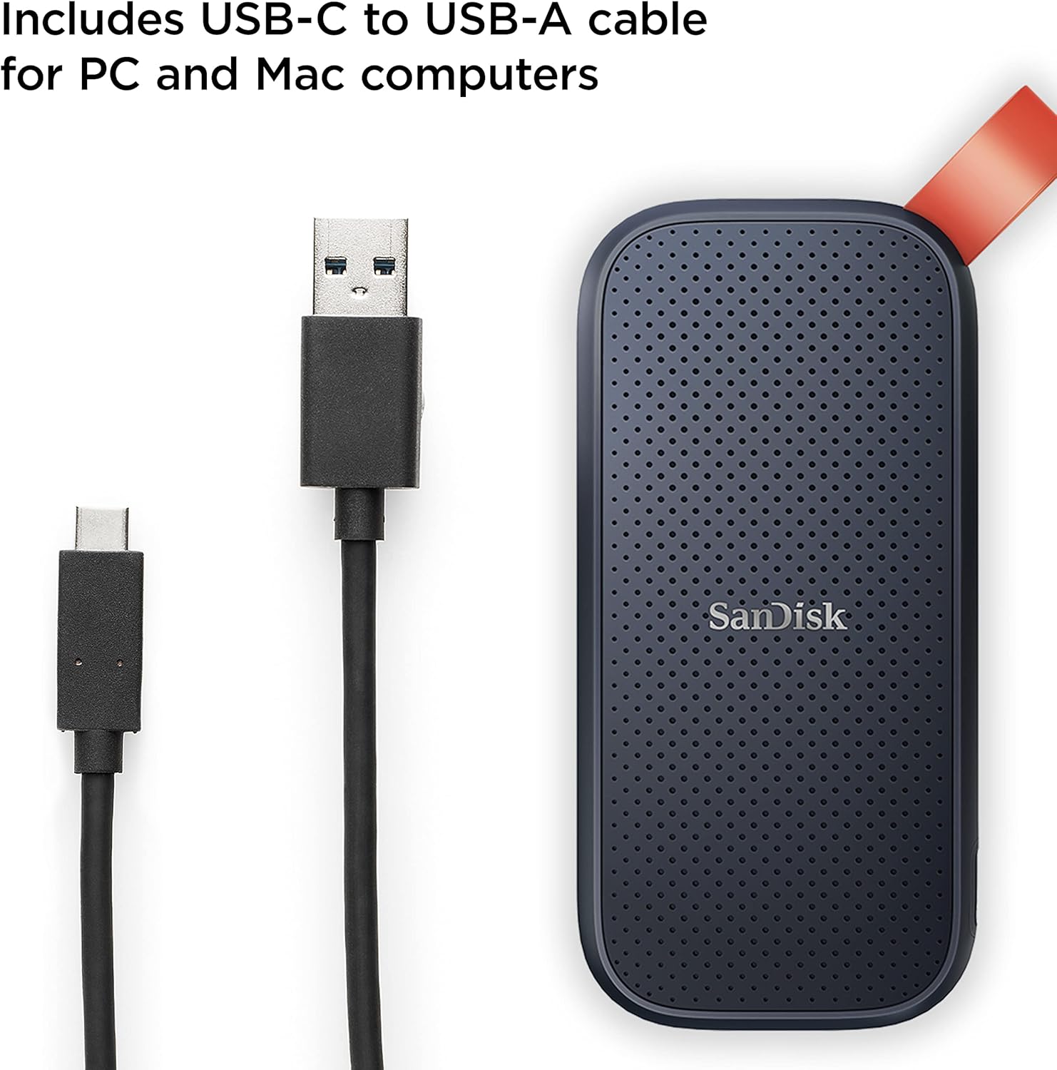 SSD Externo Portátil SanDisk 1TB USB 3.2 Gen 2 (10Gbps) Leitura até 800MB/s Cabo USB-C com Adaptador USB-A