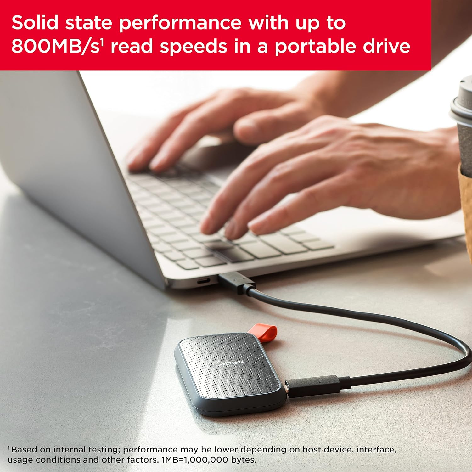 SSD Externo Portátil SanDisk 1TB USB 3.2 Gen 2 (10Gbps) Leitura até 800MB/s Cabo USB-C com Adaptador USB-A