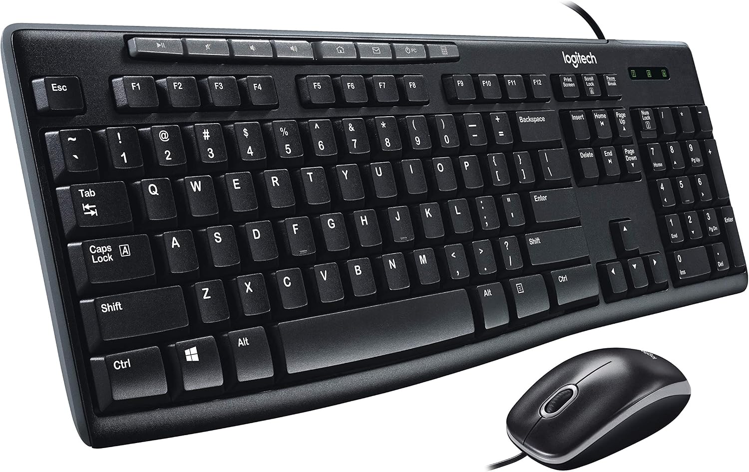 Kit Teclado e Rato USB Logitech MK200 Combo Com Fio Teclas de Atalho Multimédia e Design Resistente a Salpicos